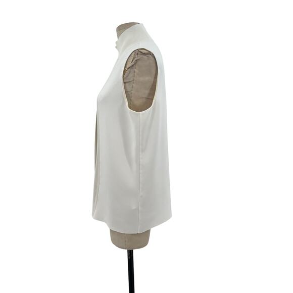Vince Laser-cut Sleeveless Turtleneck Top Blouse New Buff White Size Large - Picture 6 of 13